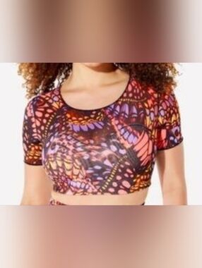 Yitty Crop Top with Butterfly-Inspired Print